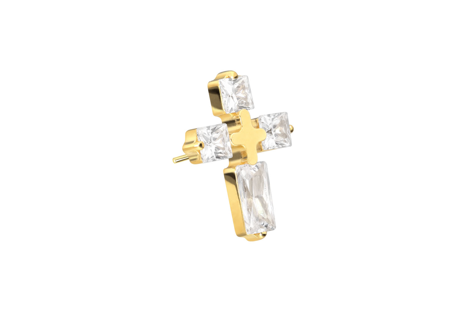 Titan Aufsatz mit Push Pin KRISTALLKREUZ von Piercingline